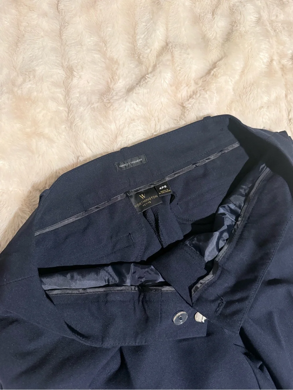 Worthington Women's Navy Tailored Blazer petite M and Trouser petite 4 Suit set
